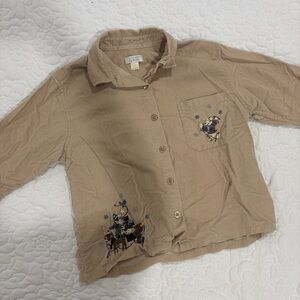 Vintage 90s Christopher & Banks Corduroy 100% cotton bear shirt